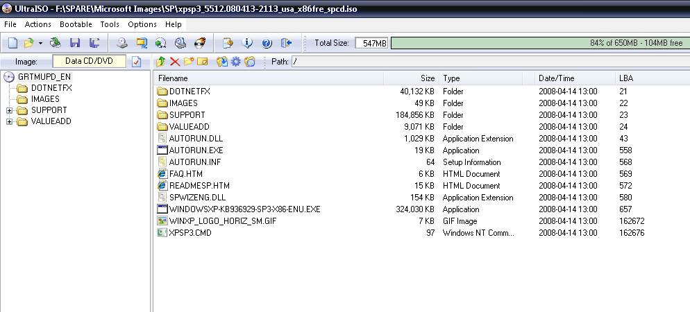 windows xp service provider pack 3 - iso-9660-cd-abbilddatei